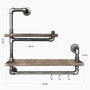 Hanah Home Boruraf019 Estantería de Tubo Hecha a Mano de Madera de Abeto y Metal, Negro y Nogal, 60x58x14 cm