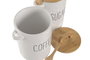 DKD Home Decor Set de 2 Botes de Porcelana y Bambú con Cuchara