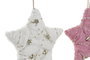 DKD Home Decor Decoracion Colgante Navidad Fantasia Blanco Rosa Palo Dorado Lana Estrella 2.5 x 14 x 15 cm (6 Unidades)