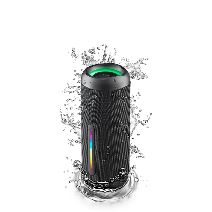 NGS Altavoz Bluetooth Portátil Roller Furia 2, Estéreo, 30W PMPO, Impermeable IPX7, Luces RGB, Radio FM, Batería Recargable, Color Negro