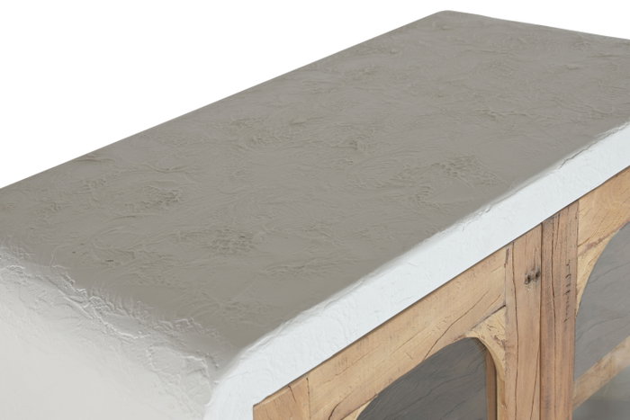 DKD Home Decor Vitrina de Madera Reciclada Blanco Acabado Hormigón