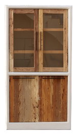 DKD Home Decor Vitrina de Madera Reciclada Blanco Acabado Hormigón