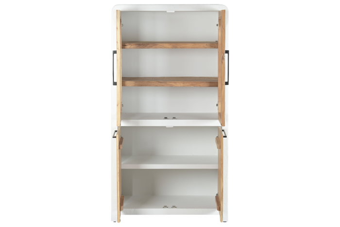 DKD Home Decor Vitrina de Madera Reciclada Blanco Acabado Hormigón