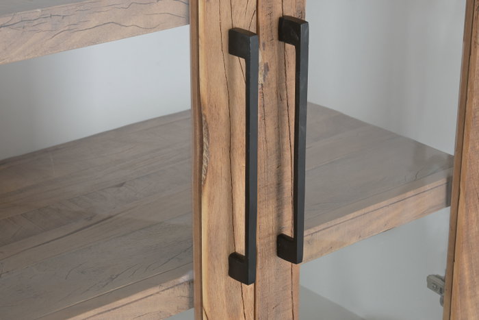 DKD Home Decor Vitrina de Madera Reciclada Blanco Acabado Hormigón