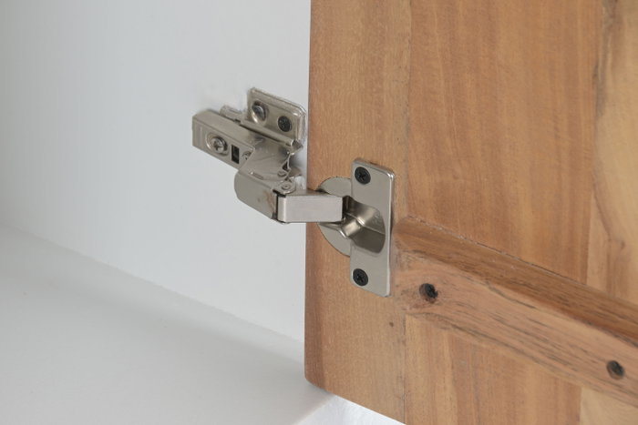 DKD Home Decor Vitrina de Madera Reciclada Blanco Acabado Hormigón