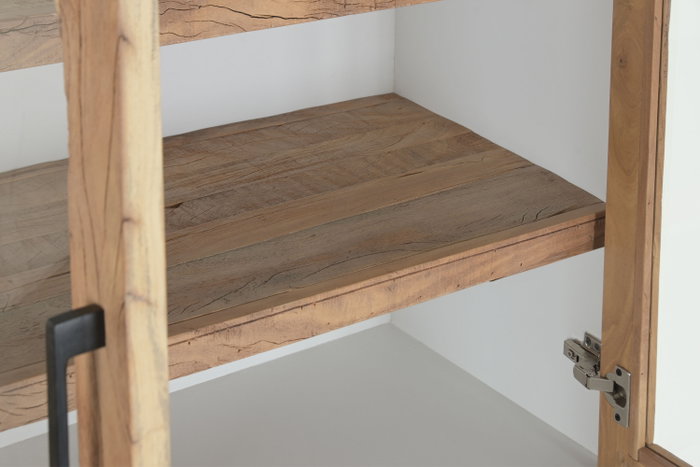 DKD Home Decor Vitrina de Madera Reciclada Blanco Acabado Hormigón