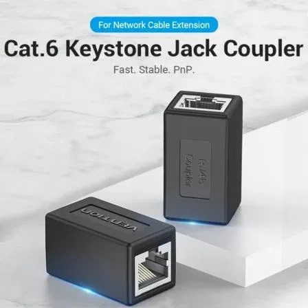 Vention IPVB0 Adaptador Conector RJ45 Hembra - RJ45 Hembra Cat.6 FTP Negro