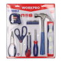 Workpro Juego de herramientas 17 piezas con martillo de garra, nivel, alicate, tijera, cúter y cinta métrica