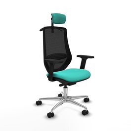 PIQUERAS Y CRESPO Silla de oficina Mardos con mecanismo Sincro/Traslack, Turquesa y Negro