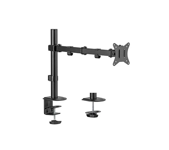 Gembird MA-D1-01 Soporte Brazo para Monitor Escritorio Negro, Hasta 32" (81,3 cm), VESA 100/75, Giratorio, Inclinación, Rotación, Gestión de Cables, Abrazadera