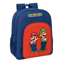 Mochila Escolar Super Mario Mamma mia Rojo Azul marino 32 x 38 x 12 cm