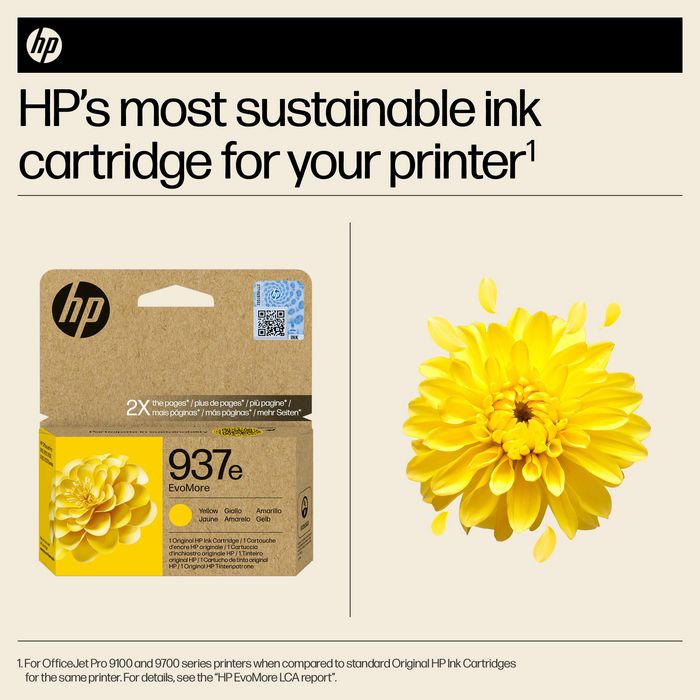 HP 937e Cartucho de Tinta Original EvoMore Amarillo