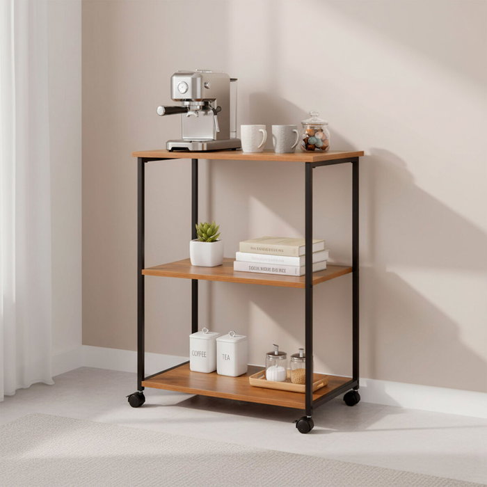 Estantería Max Home Hierro Madera MDF 3 Estantes 48 X 62 X 30 CM