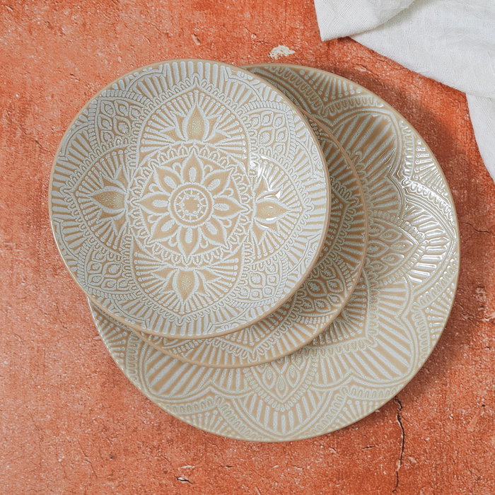 Home Deco Factory Plato Llano Beige Sahara Gres Mirage Diámetro 27 cm