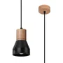 QUBIC SOL-SL.0963 Lámpara Colgante Decorativa de Madera y Hormigón para Interior, Estilo Industrial y Moderno, Color Negro o Madera/Gris