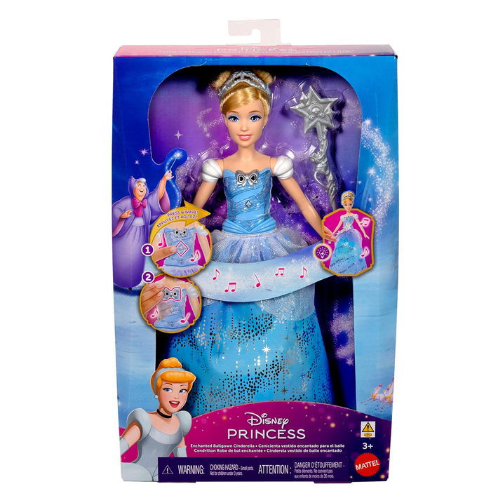 Mattel Disney Princess Muñeca Cenicienta Transformación JBF94 con Vestido Mágico Luces y Sonidos