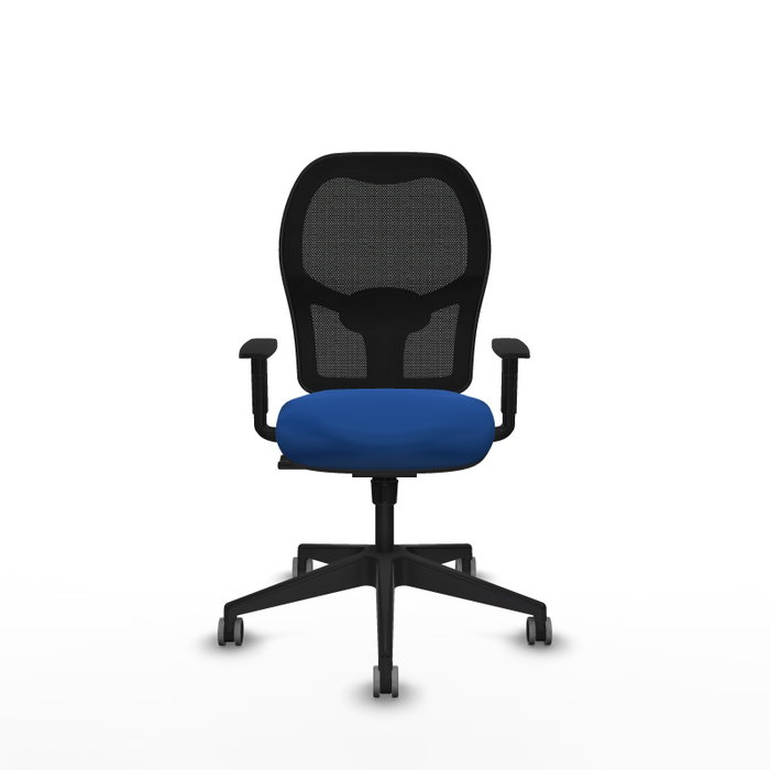 PIQUERAS Y CRESPO Alocén Silla de oficina con mecanismo sincro, malla negra y asiento azul