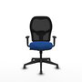 PIQUERAS Y CRESPO Alocén Silla de oficina con mecanismo sincro, malla negra y asiento azul
