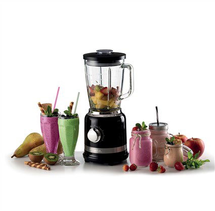 Ariete 585/02 Batidora de Vaso Moderna Negra 4 Velocidades con Función Pulse Vaso de Vidrio