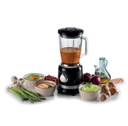 Ariete 585/02 Batidora de Vaso Moderna Negra 4 Velocidades con Función Pulse Vaso de Vidrio