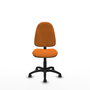 Silla de oficina Algarra con mecanismo Contacto permanente básico tapizada con Similpiel color Naranja. Equipada con Base poliamida negra, Sin brazos y Ruedas de parqué