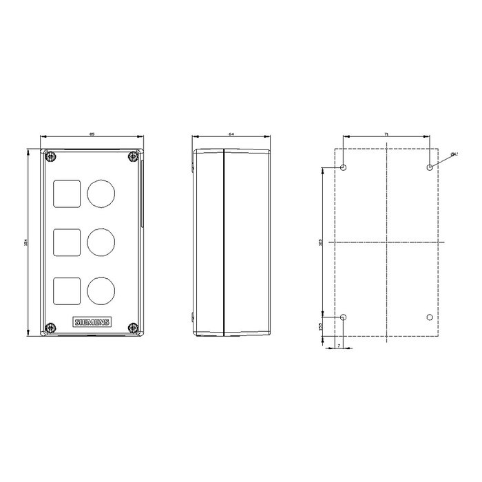 Siemens 3SU18030AA000AB1 Carcasa para dispositivos de mando 22mm redonda
