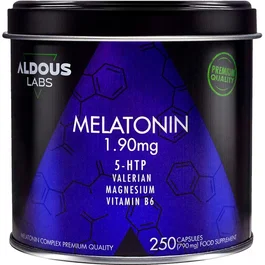 ALDOUS BIO Melatonina con Magnesio, Griffonia, Valeriana y Vitamina B6 para el Sueño Reparador