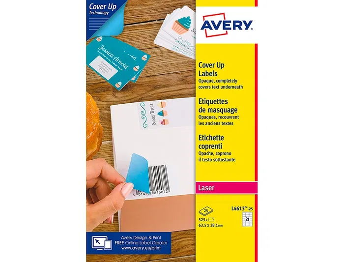 Avery Etiqueta Adhesiva Cubriente Permanente para Impresora Laser Blanca 63,5 x 38,1 mm Caja 525 Unidades Avery Etiqueta Adhesiva Cubriente Permanente para Impresora Laser Blanca 63,5 x 38,1 mm Caja 525 Unidades