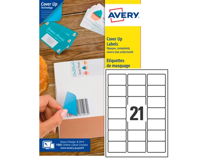 Avery Etiqueta Adhesiva Cubriente Permanente para Impresora Laser Blanca 63,5 x 38,1 mm Caja 525 Unidades Avery Etiqueta Adhesiva Cubriente Permanente para Impresora Laser Blanca 63,5 x 38,1 mm Caja 525 Unidades
