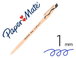 Papermate Bolígrafo Replay Negro Borrable con Goma, Tinta de Aceite, Punta 1.4mm
