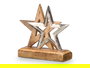 Giftdecor Soporte Decoracion Doble Estrella Plateado Metal Madera 15x15x6 cm (Set de 12)