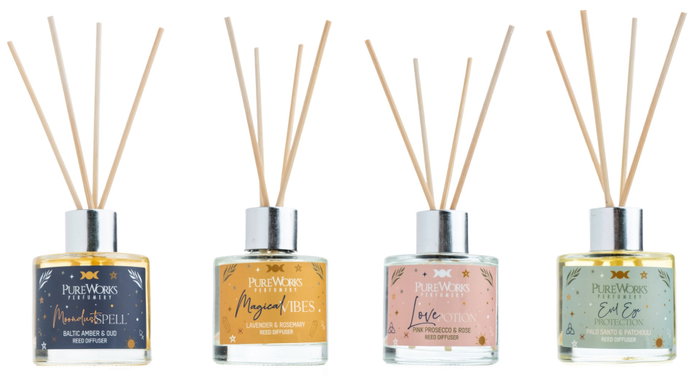 DKD Home Decor Ambientador Mikado de Cristal 50 ml, Pack de 4 Surtido