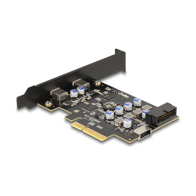 DeLOCK 90345 Tarjeta PCIe 3.0 x4 con 2 Puertos USB Tipo-C Externos 10 Gbps (3.2 Gen2) y 1 Interno USB Tipo-E + 19 Pines - Factor de Bajo Perfil DeLOCK 90345 Tarjeta PCIe 3.0 x4 con 2 Puertos USB Tipo-C Externos 10 Gbps (3.2 Gen2) y 1 Interno USB Tipo-E + 19 Pines - Factor de Bajo Perfil