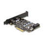 DeLOCK 90345 Tarjeta PCIe a 2 x USB Tipo-C y conectores internos USB 10 Gbps
