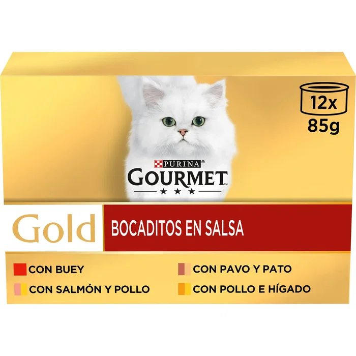 Purina Gourmet Gold Multi Bocaditos Salsa Surtido para Gatos, 12 Sobres de 85g Purina Gourmet Gold Multi Bocaditos Salsa Surtido para Gatos, 12 Sobres de 85g
