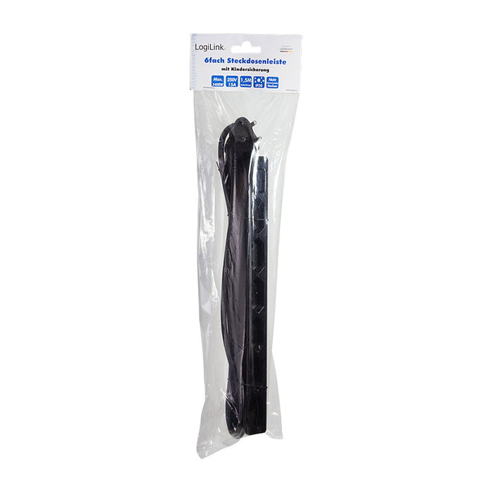 LogiLink Regleta de 6 enchufes tipo euro, negro LogiLink Regleta de 6 enchufes tipo euro, negro