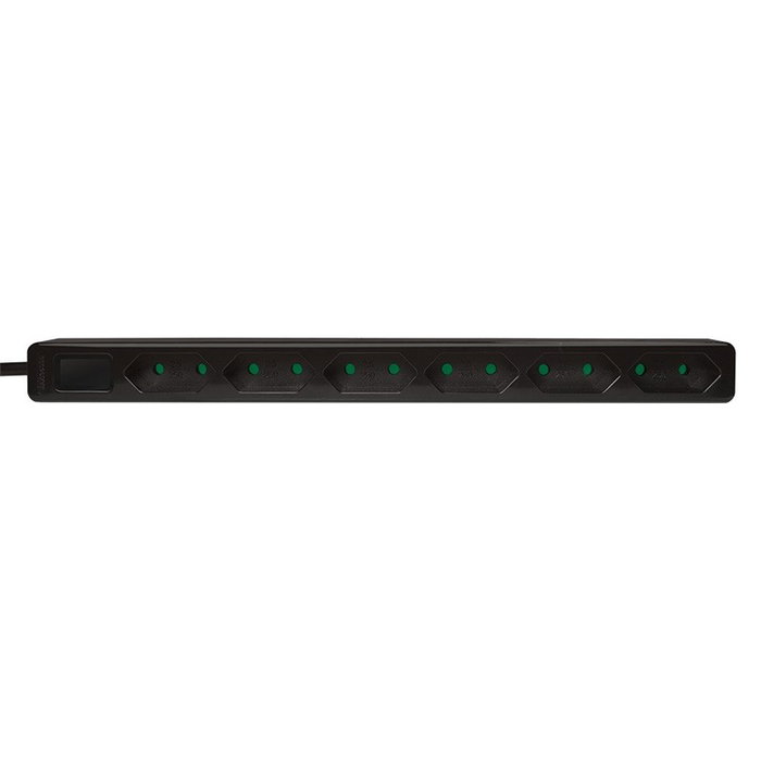 LogiLink Regleta de enchufes con 6 tomas tipo euro, negro