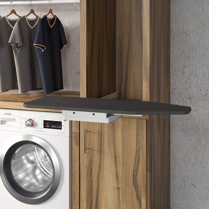 Emuca Tabla de planchar plegable y extraíble para mueble Iron 180, giratoria, Acero y Madera