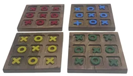 DKD Home Decor Juego de Mesa Tres en Raya Mango 15x15x2 cm Surtido