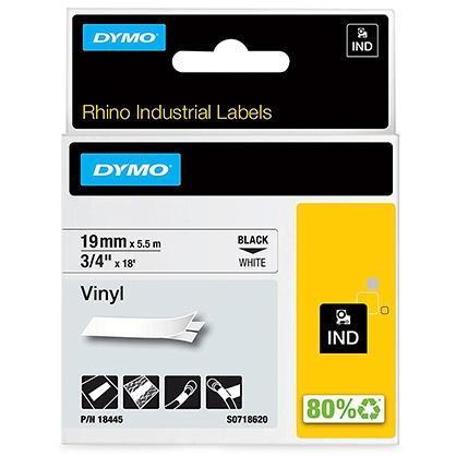 Dymo Rhino Cinta de Etiquetas ID1-19 Negro sobre Blanco