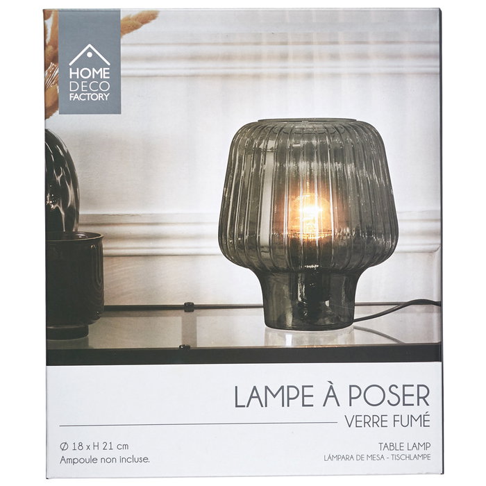 Home Deco Factory Lámpara Mesa Vidrio Gris Colección Lounge d.18 cm h.21 cm