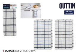Inde Set de 12 Paños de Cocina de Algodón Squares 40x70 cm