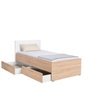 Hanah Home Kry-792-Sd-2 Somier Individual 100x195cm con 2 Cajones Sonomo y Blanco