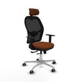 PIQUERAS Y CRESPO Silla de oficina Jorquera con mecanismo Sincro/Traslack, Marrón y Negro