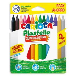 Carioca Plastello Plasticeras Resistentes - Estuche de 12+2 Unidades Colores Surtidos | Colores Brillantes y Lavables, Fáciles de Afilar, Duradera (Set de 6)