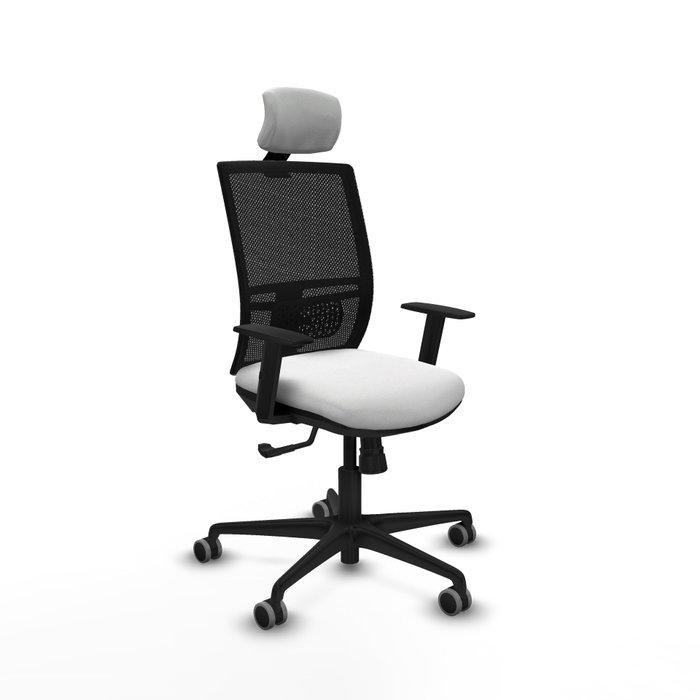 PIQUERAS Y CRESPO Silla de oficina Yunquera con mecanismo Sincro, Tela Blanca y Malla Negra PIQUERAS Y CRESPO Silla de oficina Yunquera con mecanismo Sincro, Tela Blanca y Malla Negra