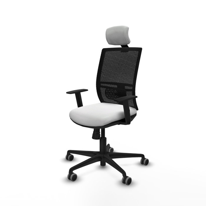 PIQUERAS Y CRESPO Silla de oficina Yunquera con mecanismo Sincro, Tela Blanca y Malla Negra PIQUERAS Y CRESPO Silla de oficina Yunquera con mecanismo Sincro, Tela Blanca y Malla Negra