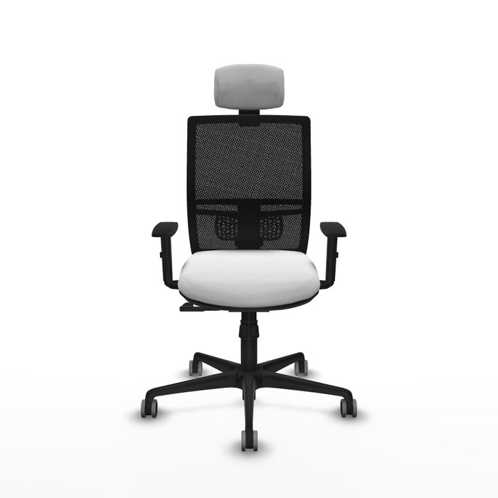 PIQUERAS Y CRESPO Silla de oficina Yunquera con mecanismo Sincro, Tela Blanca y Malla Negra PIQUERAS Y CRESPO Silla de oficina Yunquera con mecanismo Sincro, Tela Blanca y Malla Negra