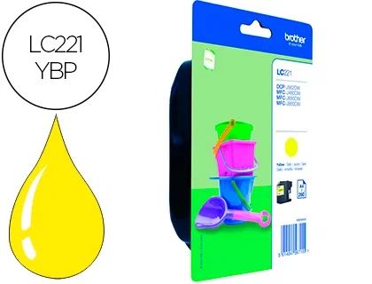 Brother Cartucho de Tinta LC221YBP Amarillo, Rendimiento Estándar