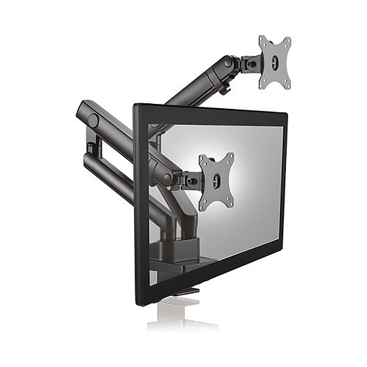 ICY BOX IB-MS314-T Soporte de Monitor para 2 Pantallas hasta 32", con Abrazadera de Escritorio, Ajustable, Negro
